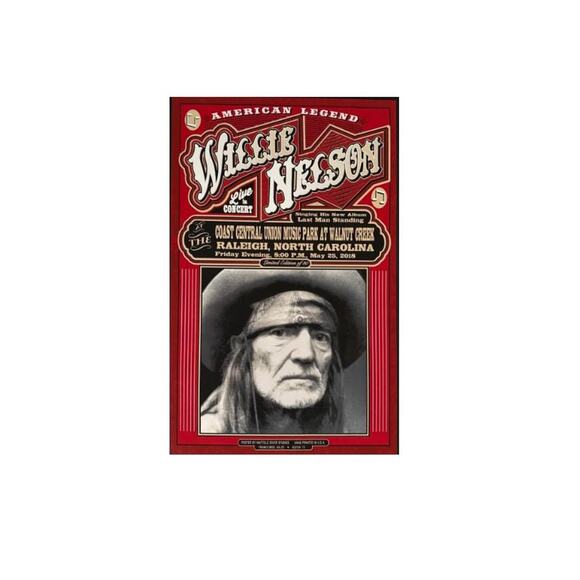 Willie Nelson | Limited Edition Print 1/80 | Raleigh NC 2018 | Music Memorabilia - Picture 2 of 4